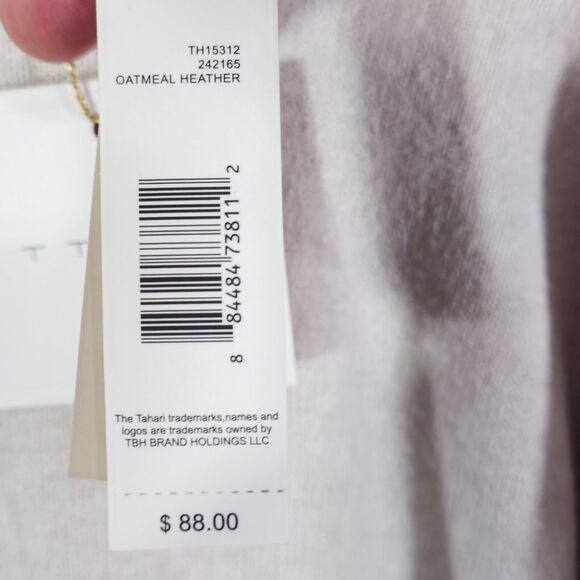 NWT Tahari Womens Sweater White Large Knit Beige Long Sleeve Crew Neck Top Soft - Picture 6 of 10